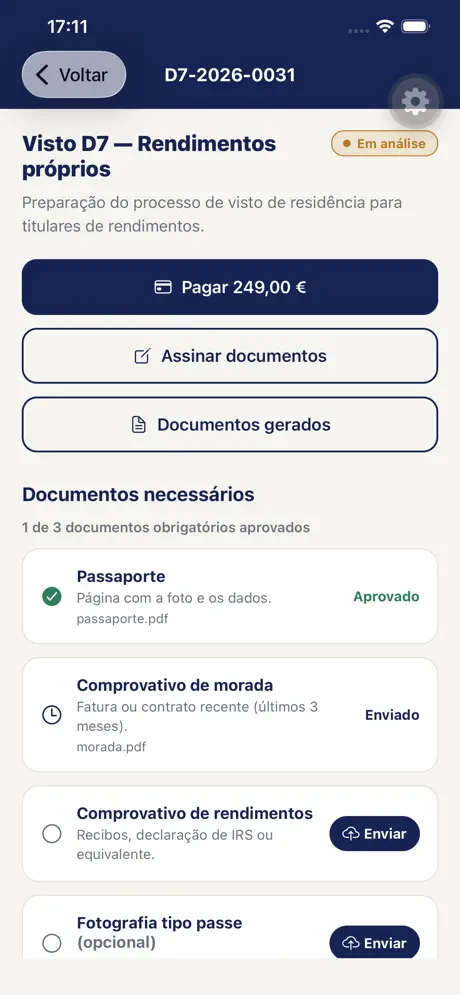 Приложение Blue Ocean — детали иммиграционного дела (виза D7)